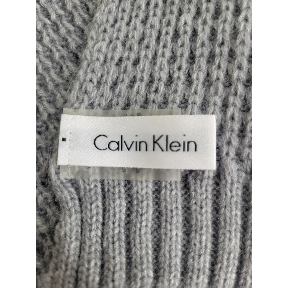 Calvin Klein Gray Soft Waffle Knit Soft Designer Neck Warmer Scarf Womens 65